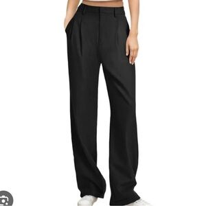 Wide-Leg High-Rise Black Trousers